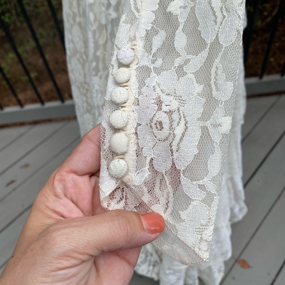 Vintage 50s Tiered Ruffle Victorian Bridgerton Queencore Regency Wedding Dress - Picture 9 of 16